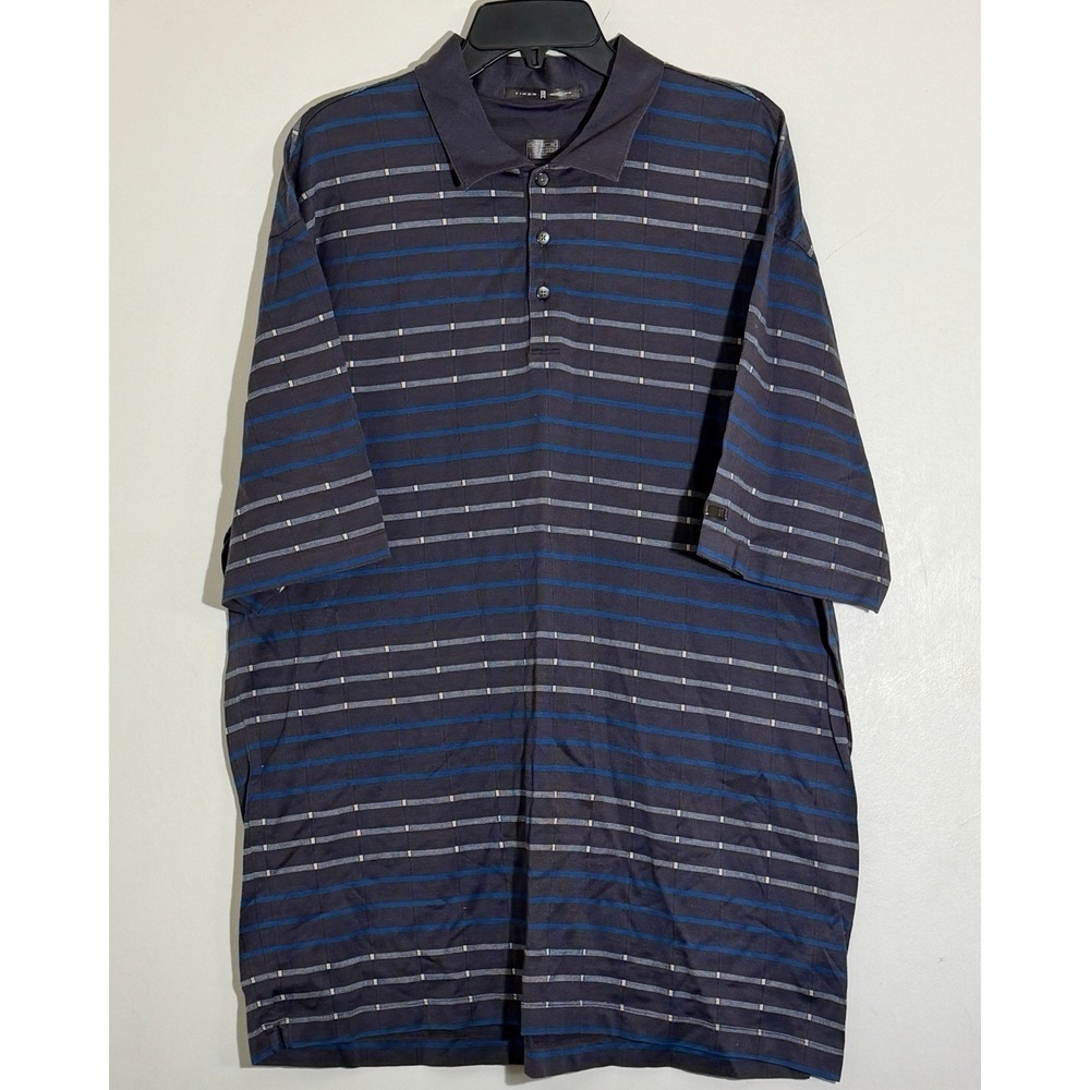 Tiger Woods Men's Size XL Blue Striped Polo Golf Shirtβ Short Sleeve